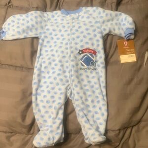 9month baby boy football fleece sleeper